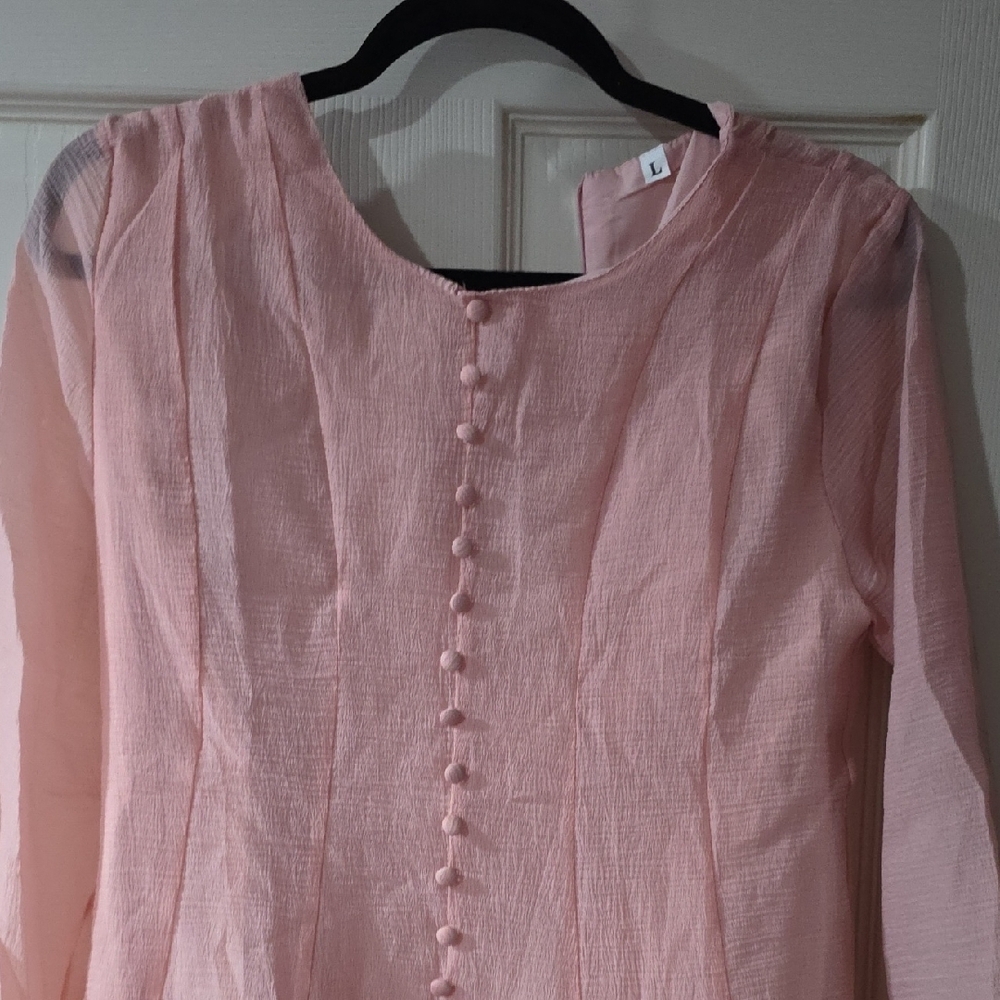 Stylish Pink Ruffle Dress - Picture 3 of 9